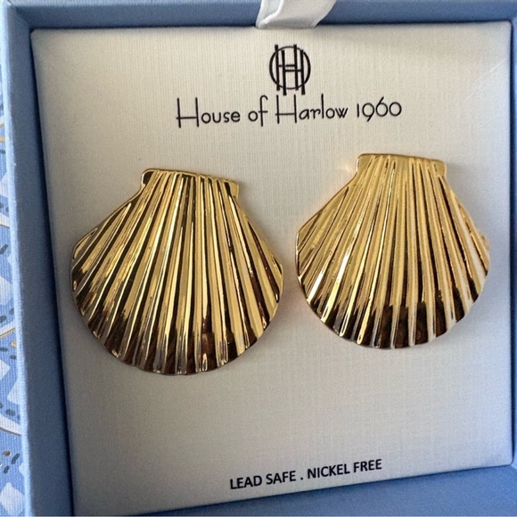 House of Harlow 1960 Jewelry - House of Harlow 1960 Gold Shell Earrings new in box
